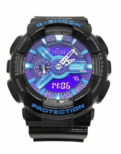 1円~ CASIO カシオ G-SHOCK GA-110HC メンズ 腕時計 時計 デジタル ハイパーカラーズ パープル ブラック 動作品 デジアナ Gショック 可動品