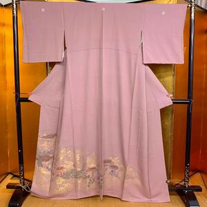 訪問着　正絹　京洛絵巻　薄紫色　ライトパープル系　着物　和服　和装　身丈159cm　裄丈64cm　■Y195