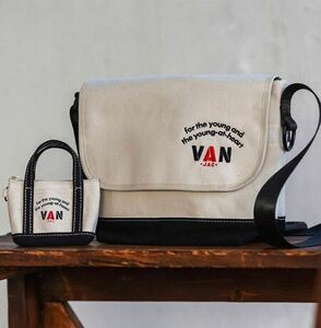 新品　VAN JAC ヴァンヂャケット メッセンジャーバッグ＋トート型ミニポーチ アーチロゴ 