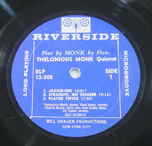 US Riverside RLP 12-305 オリジナル Five by MONK by Five : Thelonious Monk 靑小/DGレーベル_画像3