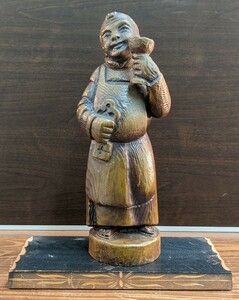 置物 木彫り 彫刻 インテリア 宗教美術 縁起物 当時物　教会 神父像 牧師像