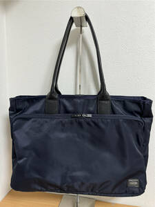 極美品●定価41800円●ポーター 吉田カバン PORTER TIME TOTE BAG トートバッグ ビジネス用 横型 品番：655-17873 ネイビー 