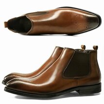 チェルシーブーツ　サイドゴアブーツ ブーツ メンズシューズ　牛革　ビジネスシューズ　イギリス風　革靴 本革　紳士靴　コーヒー　27cm_画像6