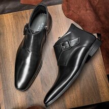 チェルシーブーツ ブーツ メンズシューズ　牛革　ビジネスシューズ　イギリス風　革靴　 フォーマル　本革　紳士靴　ブラック　27cm_画像3