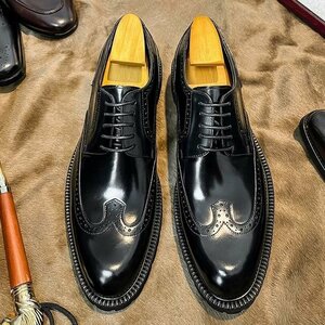 ビジネスシューズ　メンズシューズ 紐靴　牛革　本革　革靴　フォーマル　紳士靴　イギリス風　レースアップ　厚底　通勤　快適　27cm