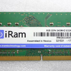 ノートパソコン用メモリ iRam DDR4 2400Mhz SODIMM 8GB × 1枚 中古動作品(ｗ675)の画像1