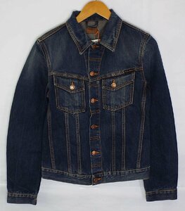 T3694[未使用品]Nudie Jeans/ヌーディージーンズ BILLY デニムジャケット Gジャン オーガニックコットン 47161-5007/ブルー/XSサイズ