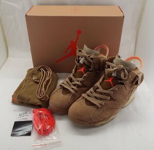 T3713〇Travis Scott×Nike(トラヴィス・スコット×ナイキ)Air Jordan 6 British Khaki エアジョーダン6 DH0690-200 スニーカー 25cm