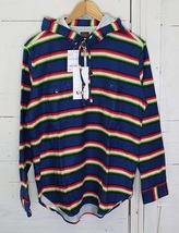 O1024[ほぼ未使用]PIG STAR & ROOSTER(ピッグアンドルースター)DA STRIPE HOODIE SHIRT ハーフジップ プルオーバーシャツ サイズ40_画像1