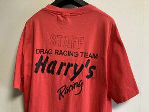 80s 90s ヴィンテージ Harry's Racing ハリーズ ドラッグレース ドラッグマシン レーシング 半袖 スタッフ Tシャツ アメ車 ガレージ