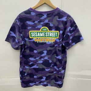 214-MH31) 中古 A BATHING APE アベイシングエイプ サイズ不明 半袖 Tシャツ T Shirt カエル 紫の画像2