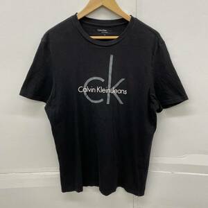 214-MH43) 中古 Calvin Klein Tシャツ Sサイズ 黒 カルバンクライン シャツ メンズ 