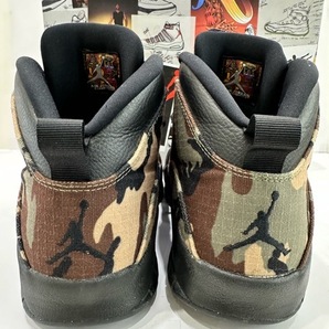 268-HK25)中古 NIKE AIR JORDAN 10 RETRO 310805-201 WOODLAND CAMO ナイキ ジョーダン10 レトロ ダーク アーミーの画像2