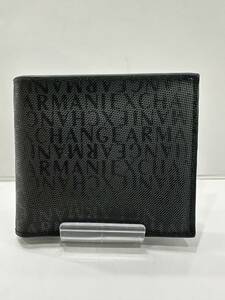 266-HK46)中古 美品 ARMANI EXCHANGE アルマーニ BILLFOLD W COIN POCKET 2つ折り財布 ウォレット レザー ブラック 黒 958098 CC831