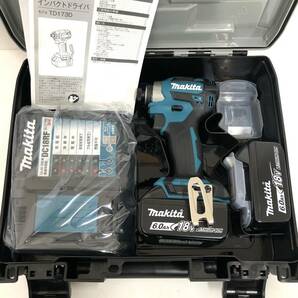 【3台まとめ】makita TD173DRGX 充電式インパクトドライバ 18V 6.0Ah ブルー ブラック 充電器 DC18RF 純正バッテリ BL1860B 2個 マキタの画像2