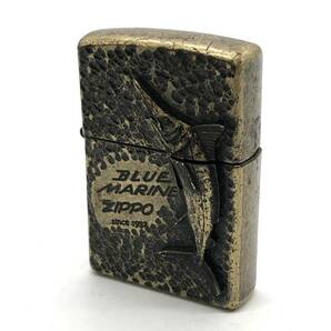 【動作未確認】ZIPPO ジッポ BLUE MARINE カジキ ゴールドカラー オイルライター ＃1996年製 立体 魚 喫煙具 ライターの画像2