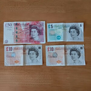 イギリスポンド旧紙幣　GBP 75イギリスポンド分 計4枚　Great Britain Pound海外旧紙幣 外国旧紙幣　