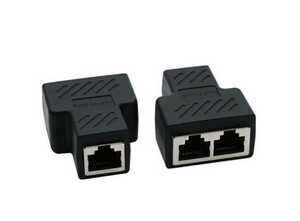 2個セット　RJ45 LAN延長2分岐コネクタ 