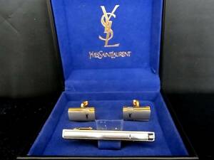 ◎№4644◎■良品■【YSL】サンローラン【シルバー・ゴールド】■カフス＆ネクタイピン セット♪