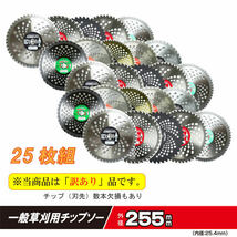 送料無料　草刈り用 チップソー （訳あり チップ欠損あり） 255mm 一般草刈用 ランダム 25枚 セット 刈払機 草刈機 草刈り機 替刃②_画像3