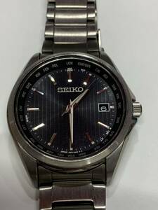 中古良品 SEIKO デイト 7B75-0AA0 稼働品 セイコー クォーツ 電波ソーラー シルバー× qdt