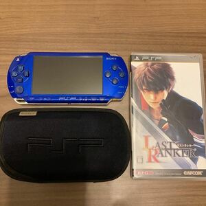 【ジャンク/動作未確認】PSP 本体 メタリックブルー ケース付属 ソフト付属 ラストランカー 電源無し PSP1000