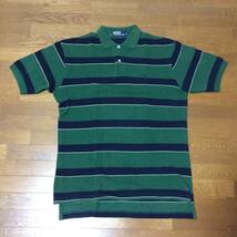 80s ポロラルフローレン ポロシャツ 緑×紺 サイズM_画像1