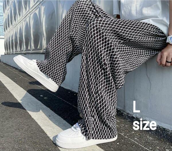【新品】ワイド パンツ 韓国 ストリート ゆったり ブラック Lサイズ