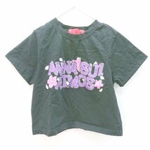 ◇ ANNASUI アナスイ 桜 ポップ ショート丈 可愛い ストリート 半袖 Tシャツ サイズL ブラック レディース E_画像1