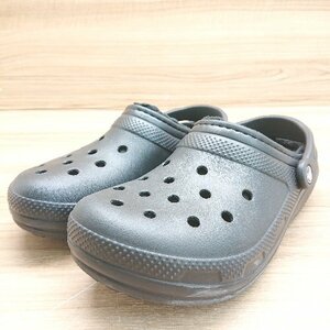 ◇ CROCS クロックス ライナーボア 軽量 厚底ソール 冬コーデ オールシ－ズン サンダル サイズW9 ブラック メンズ E