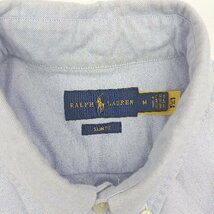 ◇ RALPH LAUREN ラルフローレン 薄手 コットン100％ カジュアル 長袖 シャツ サイズM ライトブルー メンズ E_画像3