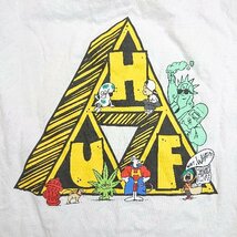 ◇ HUF ハフ ロゴプリント バックプリント コットン100％ 半袖 ティ－シャツ サイズL ホワイト系 メンズ E_画像6