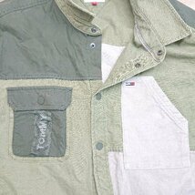 ◇ HILFIGER DENIM ヒルフィガーデニム カラ－ブロック スナップボタン 長袖 オ－バ－シャツ サイズXL カ－キ系 メンズ E_画像4