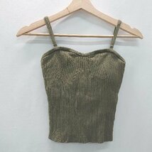 ◇ AMERI アメリ MEDI KNIT BUSTIER COMBI TEE カップ付きキャミソール Tシャツ サイズF カーキ レディース E_画像4