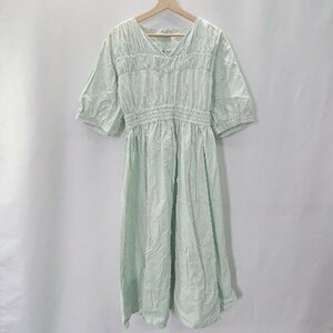 ◇ AMERI アメリ SHIRRING VOLUME SLEEVE DRESS 半袖 ロング丈 ワンピース サイズf ミントグリーン レディース E