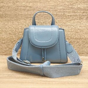 ◇ ◎ ZARA ザラ ２WAY ゴ－ルドチェ－ン マグネットボタン シンプル ショルダ－バッグ ブル－系 レディース E