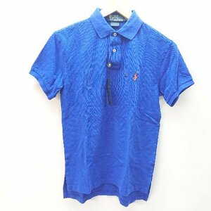 ◇ POLO RALPH LAUREN ポロ ラルフローレン ワンポイント 定番 半袖 ポロシャツ サイズS ブル－系 メンズ E