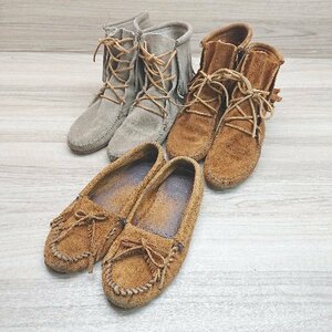 ■ 《 MINNETONKA ミネトンカ まとめ売り3点 サイズ混合 ブ－ツ7/モカシン7 1/2 ブ－ツ スリッポン レディース 》 E