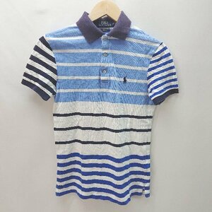 ◇ POLO RALPH LAUREN ポロ ラルフローレン ボ－ダ－ ワンポイント 長袖 ポロシャツ サイズXS/TP ブルー系 メンズ E