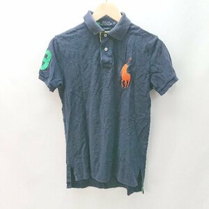 ◇ POLO RALPH LAUREN ポロ ラルフローレン ロゴ刺繍 定番 カジュアル 半袖 ポロシャツ サイズS ネイビー系 メンズ E