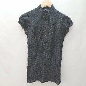 * HYSTERIC GLAMOUR star pattern Star stand-up collar short sleeves blouse cut and sewn size free black group lady's E