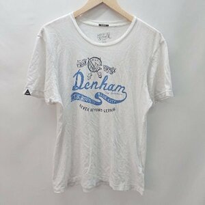 ◇ DENHAM デンハム クルーネック プリント 綿100％ 半袖 Tシャツ サイズXL ホワイト系 メンズ E