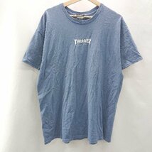 ◇ THRASHER スラッシャー シンプル カジュアル ストリートかっこいい 半袖 Tシャツ サイズXL ブルー メンズ E_画像1