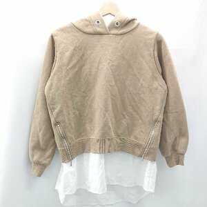 * BEAMS HEART Beams Heart piling put on manner hood long sleeve Parker cut and sewn size inscription none beige group lady's E