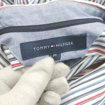 ◇ ◎ TOMMY HILFIGER トミーヒルフィガー ストライプ ボタンダウン 長袖 シャツ サイズM ブルー レッド メンズ E_画像3