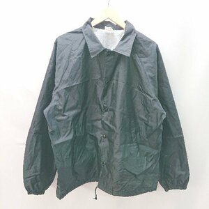 ◇ auburn オーバーン USA製 80～90s フロントスナップボタン 長袖 コ－チジャケット サイズXL ブラック メンズ E