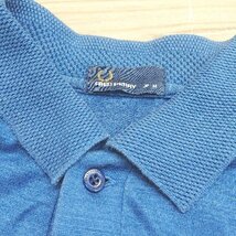 ◇ FRED PERRY フレッドペリー コットン100％ 半袖 ポロシャツ サイズM ブルー メンズ E_画像4