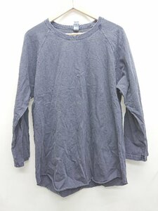 ◇ Good On 無地 カジュアル ゆったり 長袖 Tシャツ ブルー系 メンズ P