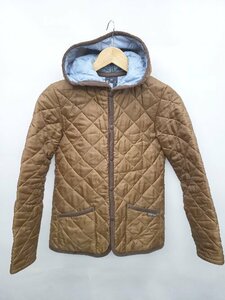 ◇ LAVENHAM ラベンハム フード キルティング シンプル ロゴ 長袖 ジャケット サイズ36 ブラウン レディース P