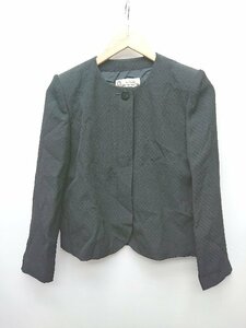 ◇ pierre cardin ピエール カルダン ノーカラー キレイめ 長袖 ジャケット サイズ7 ブラック レディース P